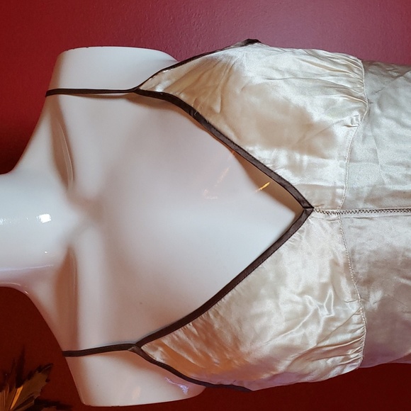 Size L - Gold Hawk Silk Cream Brown Cami with Beads and Sequins Sz L New - Picture 2 of 8